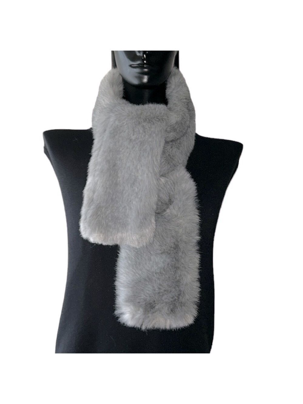 Faux Fur Gray Plush Scarf